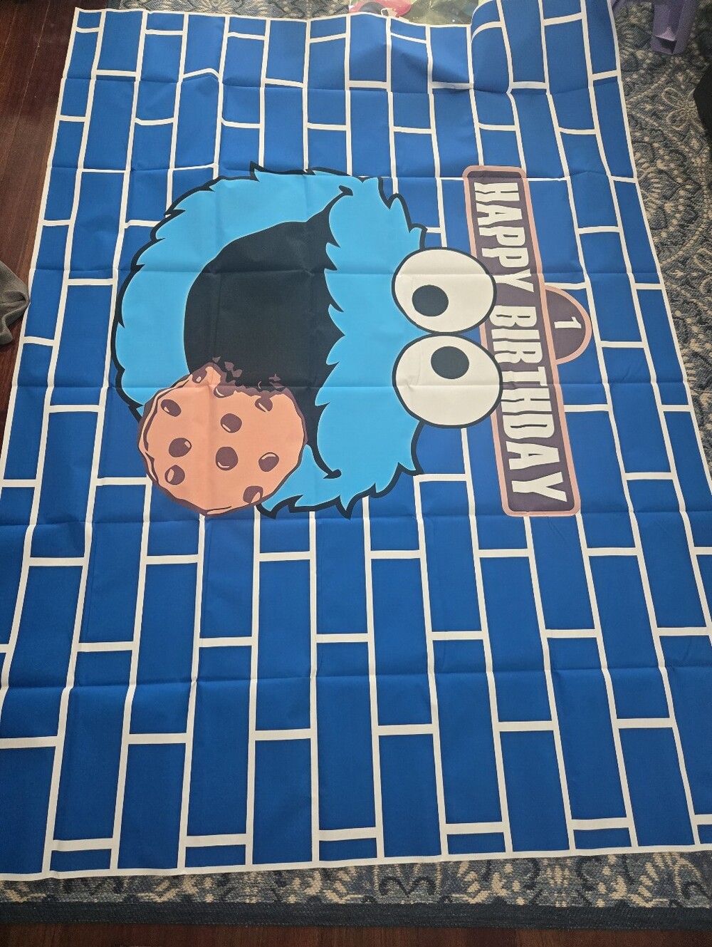Cookie Monster Happy Birthday Backdrop